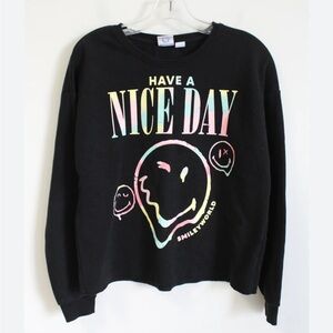 Art Class Girls Smiley World Black Sweatshirt